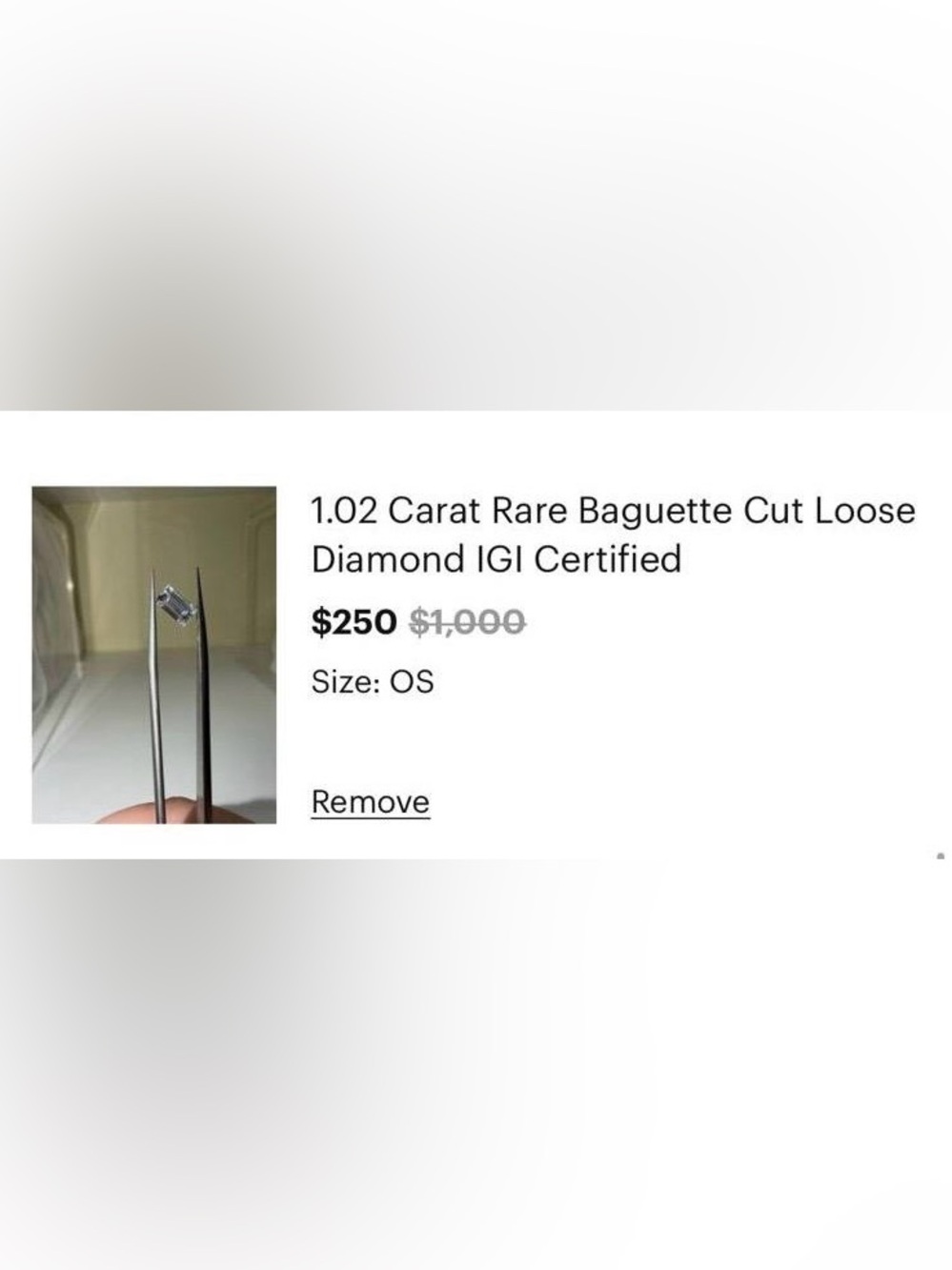 1.02-carat Baguette Lab Diamond